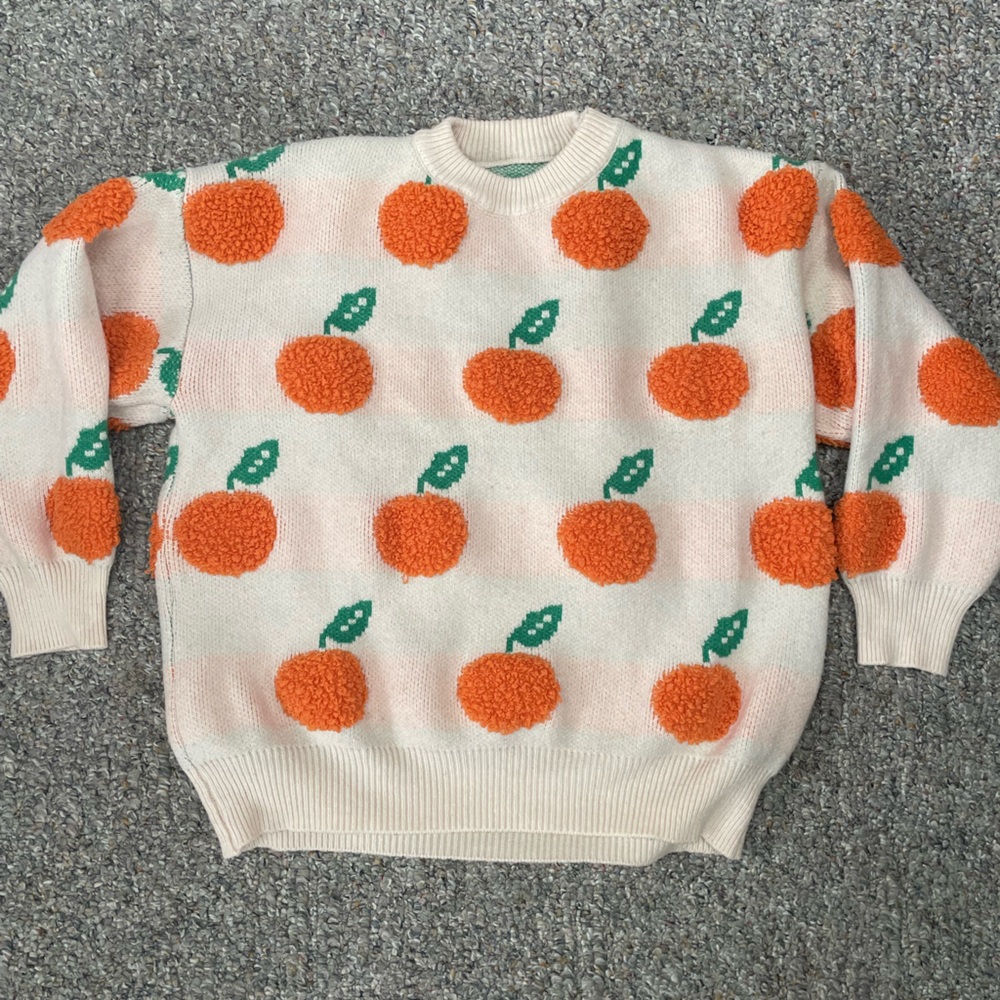 Orange Texture Knit Sweater